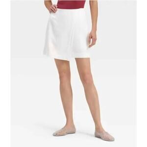 WHITE Women's Linen Blend Skort - A New Day Size 4 NWT